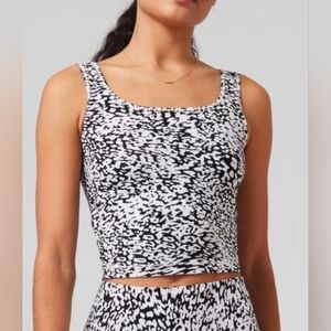 Athleta Black and White Shanti Square Neck Cropped Tank Top